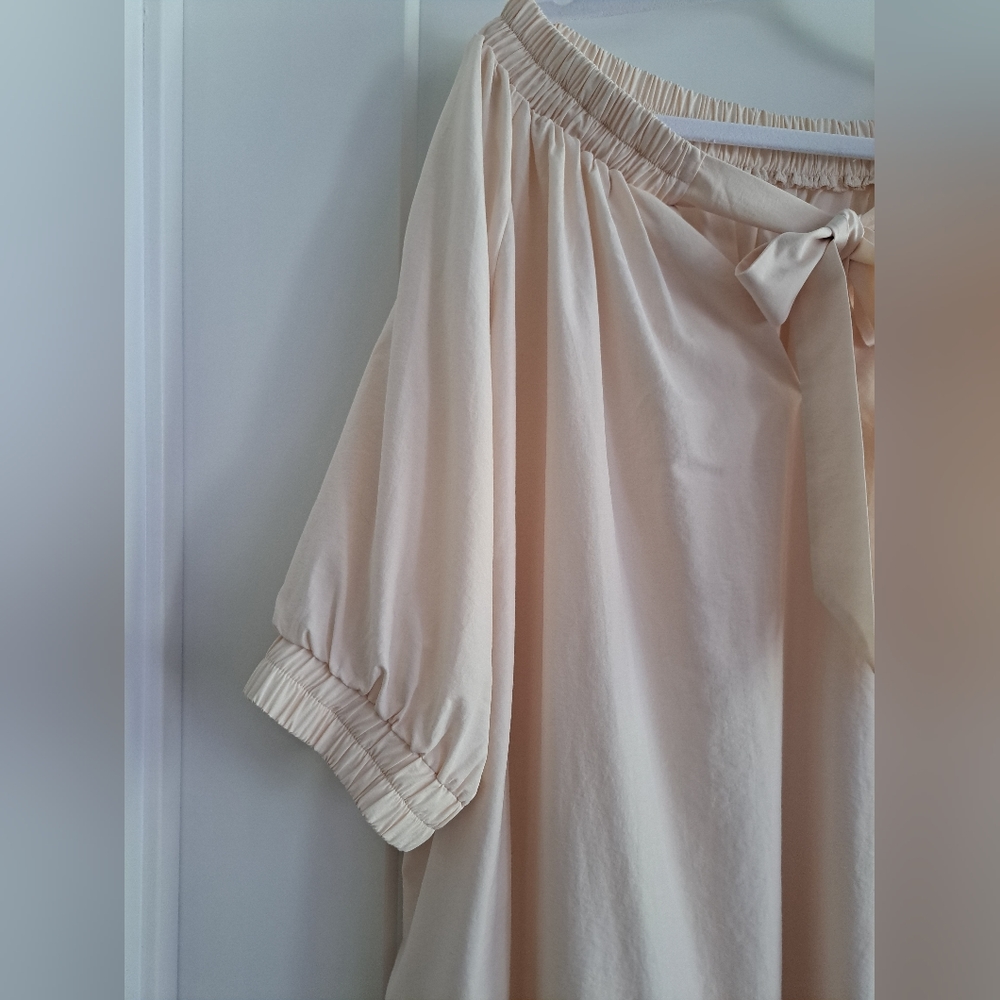 LATTELIER. NWT Maxi Dress With Elastic Neck (Cream) - Picture 7 of 10